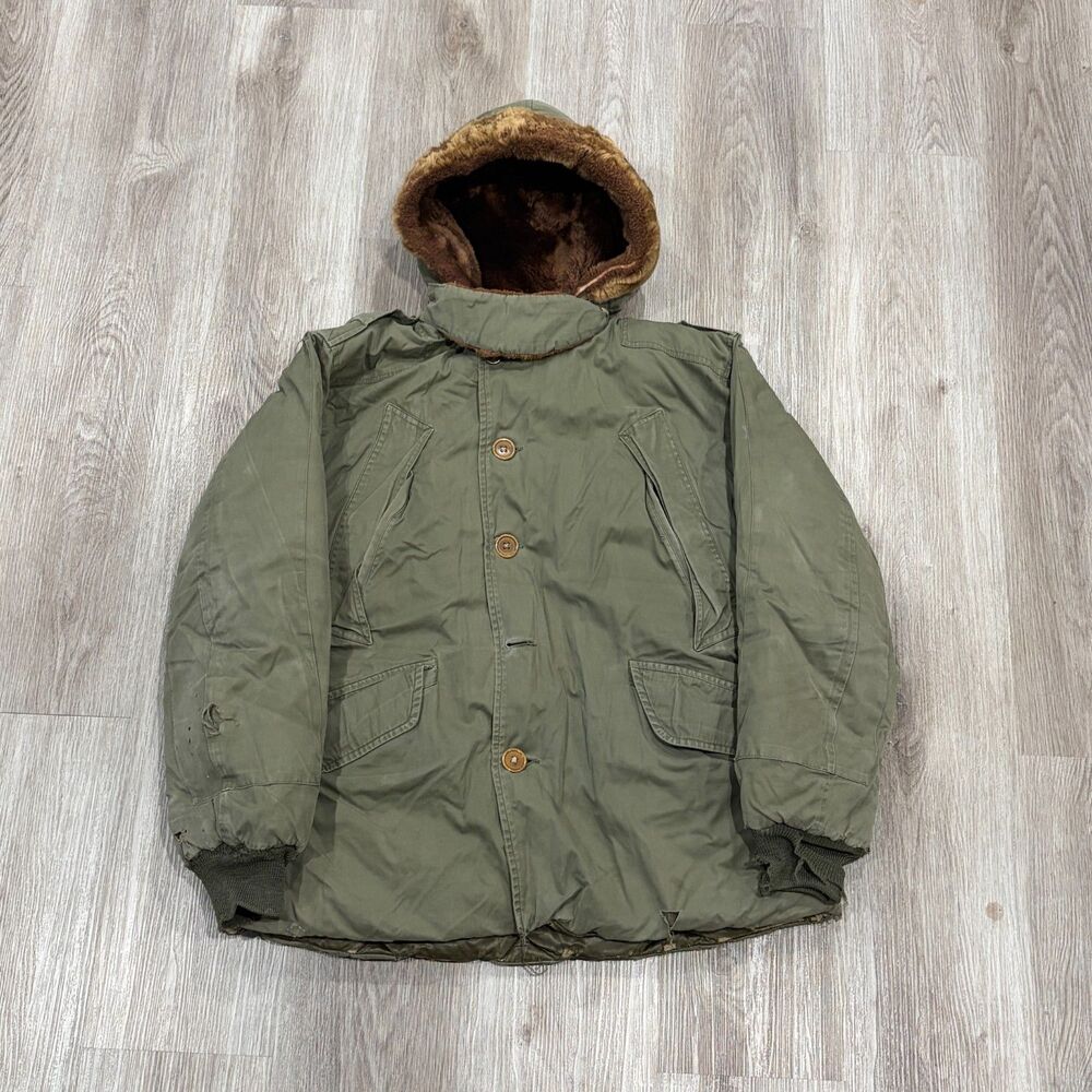 Vintage 40's WW2 US Army Air Force Type B-11 Parka Jacket Coat Men's 36 Military